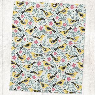 Distelvink en Prairie Rose Vogel Bloem Fleece Deken