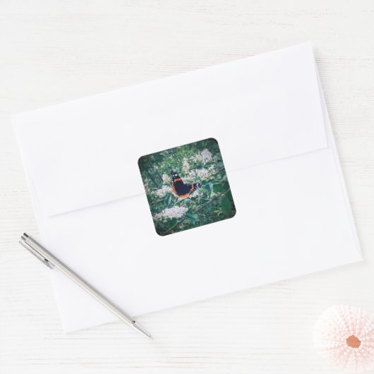 distelvlinder vierkante sticker (Envelop)