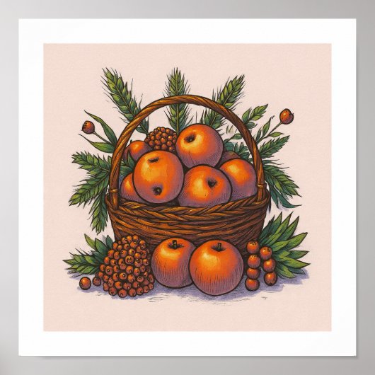Distinct Color Palette: Seamless Orange Apples Poster (Voorkant)