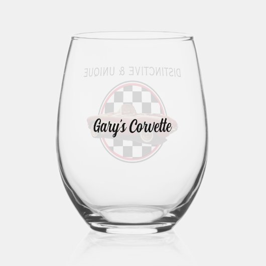 Distinct & Uniek, Mijn Corvette Stemless Wijnglas Wijnglas Zonder Voet (Achterkant)