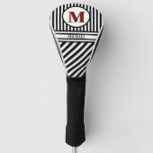 Distinctive Monogram Black White Stripes Golfheadcover (Voorkant)