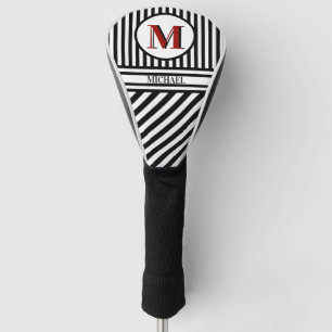 Distinctive Monogram Black White Stripes Golfheadcover