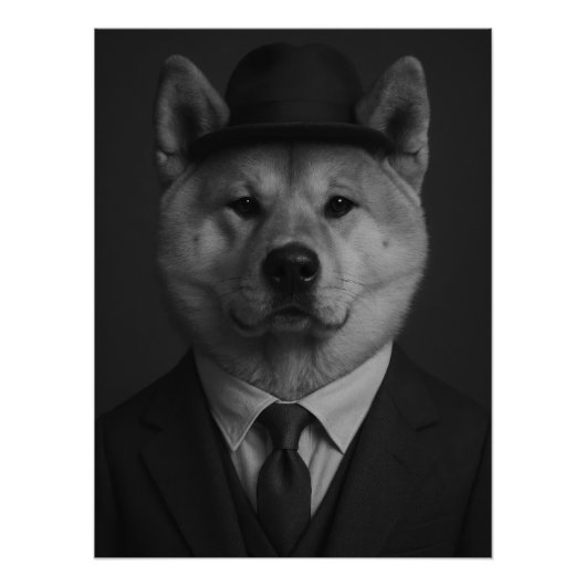 Distinguished Akita Inu Dog Portrait Perfect Poster (Voorkant)