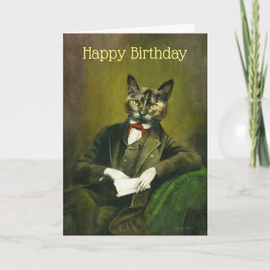 Distinguished Cat Gentleman Birthday Kaart (Voorkant)