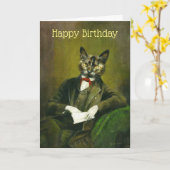 Distinguished Cat Gentleman Birthday Kaart (Gele Bloem)