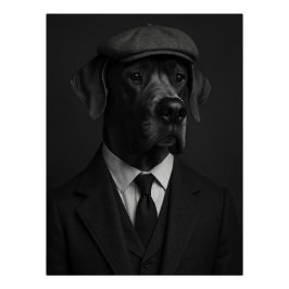 Distinguished Great Dane in Suit & Flat Cap Perfect Poster