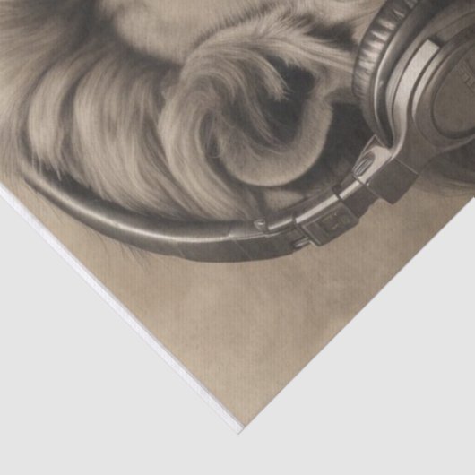 Distinguished Lion in decoupage hoofdtelefoon Tissuepapier (Detail)