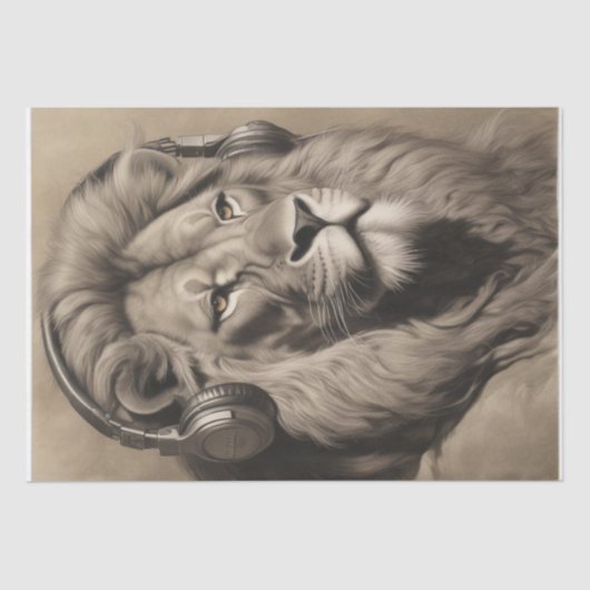 Distinguished Lion in decoupage hoofdtelefoon Tissuepapier (Voorkant)