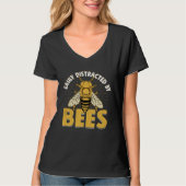 Distracted By Bees  Beekeeper Beekeeping Honey Gra T-shirt (Voorkant)