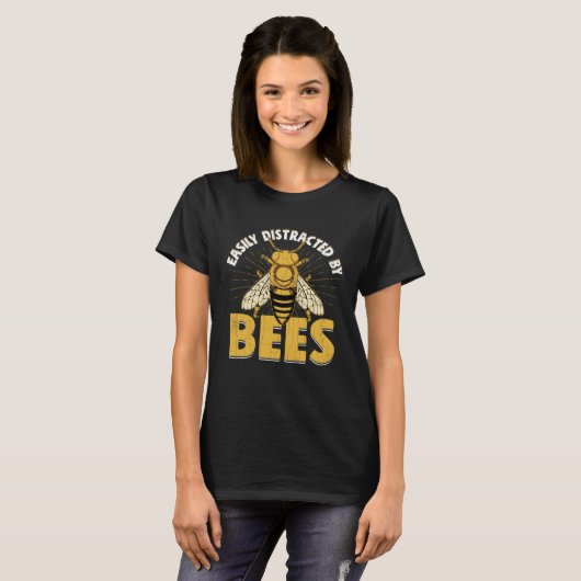 Distracted By Bees  Beekeeper Beekeeping Honey Gra T-shirt (Voorkant volledig)