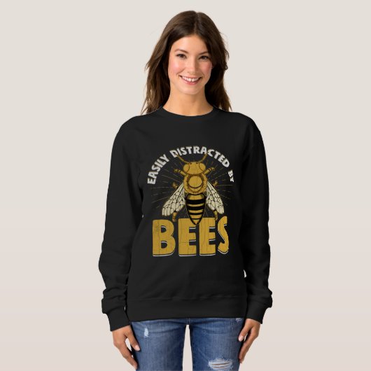 Distracted By Bees  Beekeeper Beekeeping Honey Gra Trui (Voorkant volledig)
