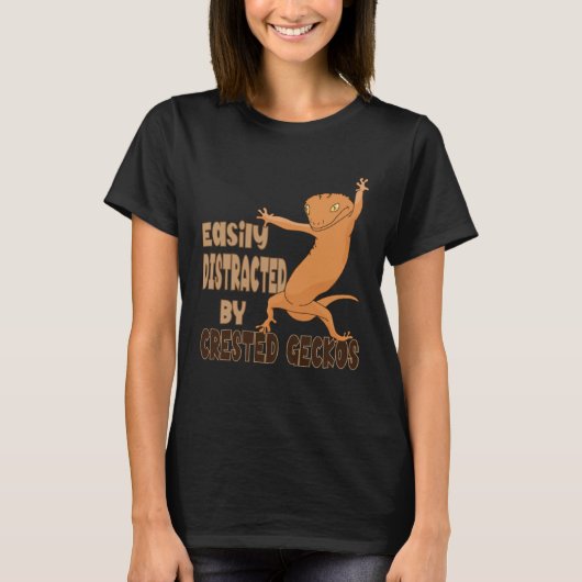 Distracted by Crested Geckos Cute Reptile Lizards T-shirt (Voorkant)