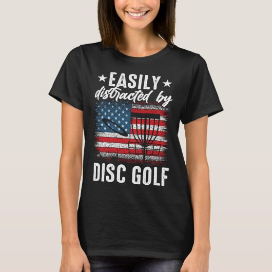 Distracted By Disc Golf Golfing Player Golfer Spor T-shirt (Voorkant)