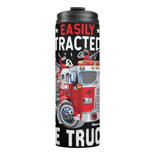 Distracted By Red Fire Trucks Thermosbeker (Voorkant)