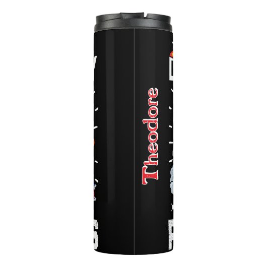 Distracted By Red Fire Trucks Thermosbeker (Achterkant)