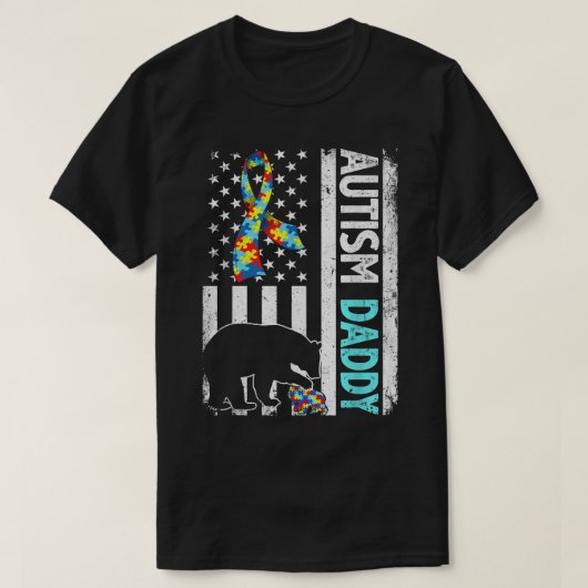 Distress American Flag Autism Dad Beer Autisti T-shirt (Design voorkant)