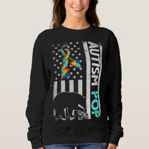 Distress American Flag Autism Pop Beer Autistic Trui