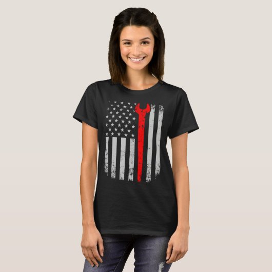 Distress American Flag Ironworker T-shirt (Voorkant volledig)