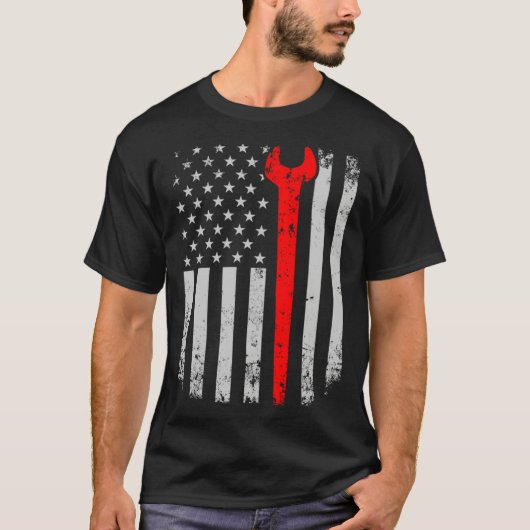 Distress American Flag Ironworker T-shirt (Voorkant)