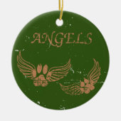 Distress Angel Pet Paws Green Keramisch Ornament (Voorkant)