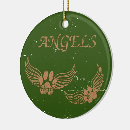 Distress Angel Pet Paws Green Keramisch Ornament (Links)