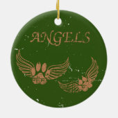 Distress Angel Pet Paws Green Keramisch Ornament (Achterkant)