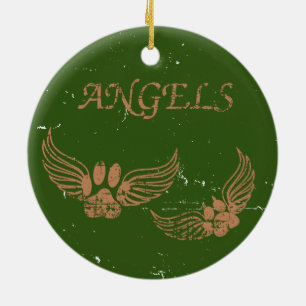 Distress Angel Pet Paws Green Keramisch Ornament