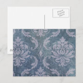 Distress Blue Damask Briefkaart (Voorkant / Achterkant)