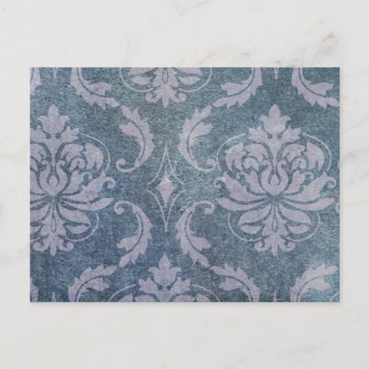 Distress Blue Damask Briefkaart (Voorkant)