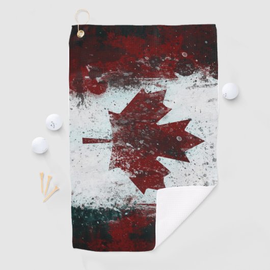 Distress Canada Flag Grunge Golfhanddoek (Insitu)
