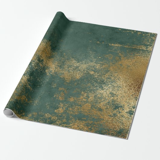 Distress Gold Emerald Deep Green Wrap Cadeaupapier (Uitgerold)