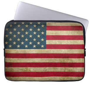 Distress Grunge USA American Flag Laptop Sleeve