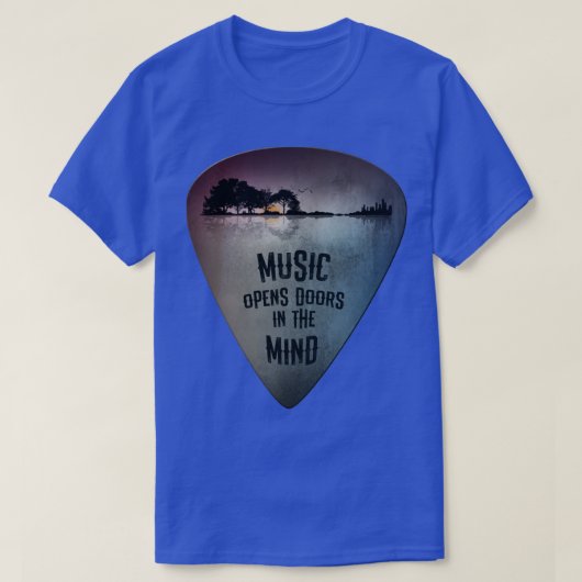 Distress Guitar Pick Lake Reflections Music Love T-shirt (Design voorkant)