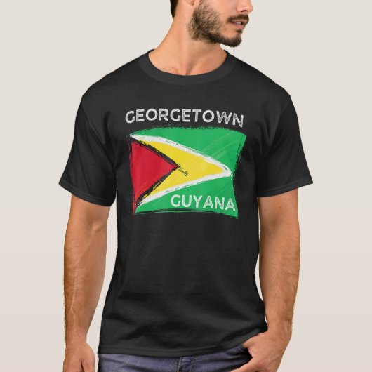 Distress Guyana Flag Georgetown Guyana Ro T-shirt (Voorkant)