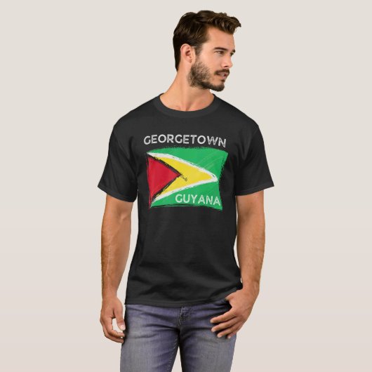 Distress Guyana Flag Georgetown Guyana Ro T-shirt (Voorkant volledig)