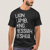 Distress Lion Lamb King Messiah Yeshua Christelijk T-shirt (Voorkant)