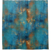 Distress Patina Copper Turquoise Grunge Douchegordijn (Voorkant)