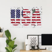 Distress Peeling Paint USA American Photo Poster (Thuiskantoor)