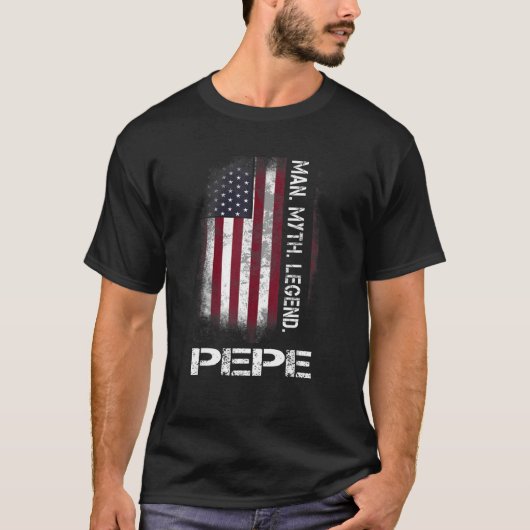 Distress Pepe Man Myth Legend Opa  Vlag T-shirt (Voorkant)