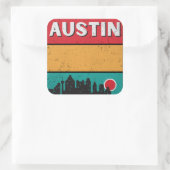 Distress Retro Austin Texas City State Skyline Vierkante Sticker (Tas)