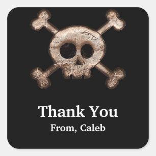 Distress Skull Botten Zwart Sticker Labels