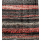 Distress Stripes Coral Pink Zwart Grijs Abstract Douchegordijn (Voorkant)