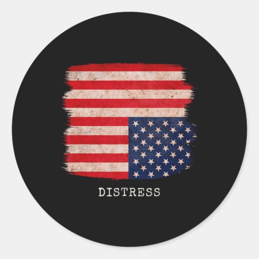 Distress Upside Down Amerikaanse Patriottische 4th Ronde Sticker (Voorkant)