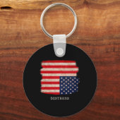Distress Upside Down Amerikaanse Patriottische 4th Sleutelhanger (Voorkant)