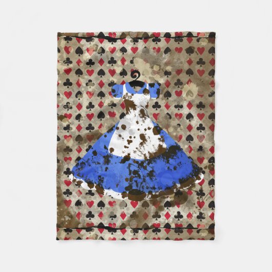 Distress Wonderland Alice Pattern Fleece Deken (Voorkant)