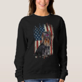 Distress Yorkshire Terrier American Flag Patriot Trui (Voorkant)