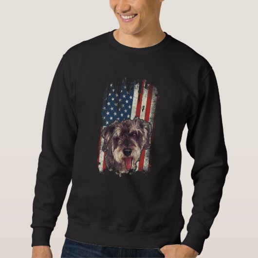 Distress Yorkshire Terrier American Flag Patriot Trui (Voorkant)