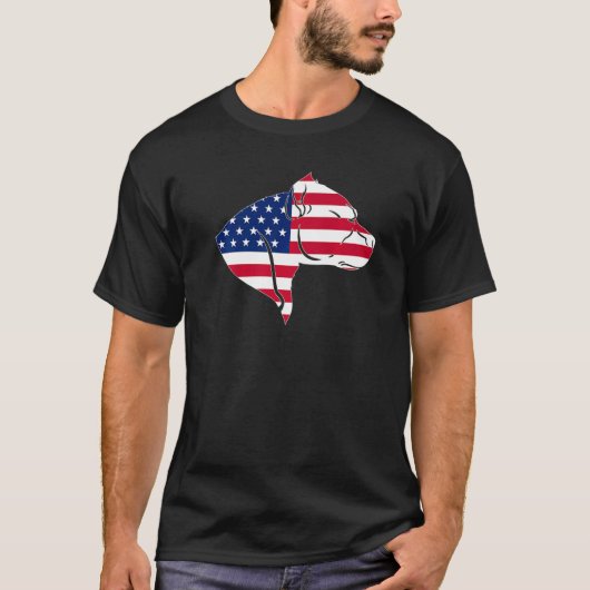 Distressed 4th Of July American Flag Pitbull Dog T-shirt (Voorkant)