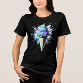 Distressed Abstract Ice Cream Splatter Dames Tri-Blend Shirt
