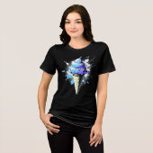 Distressed Abstract Ice Cream Splatter Dames Tri-Blend Shirt (Voorkant volledig)
